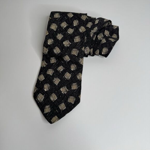 Hugo Boss Tie Mens Black Silk Artsy Geometric Pattern Made in Italy Office Money - Picture 1 of 8